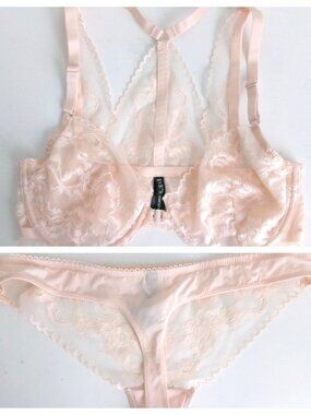 NWOT EVE'S TEMPTATION UNDERWIRE FLORAL LACE BRA/PANTIES 2PC